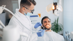 Young man receiving dental checkup