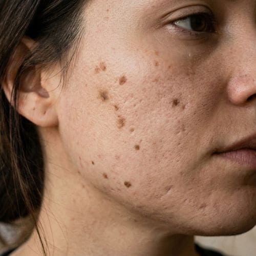 Visible Dark Spots or Pits